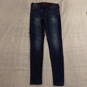 True Religion jeans X Manchester United Super Skinny women's 28 red blue
